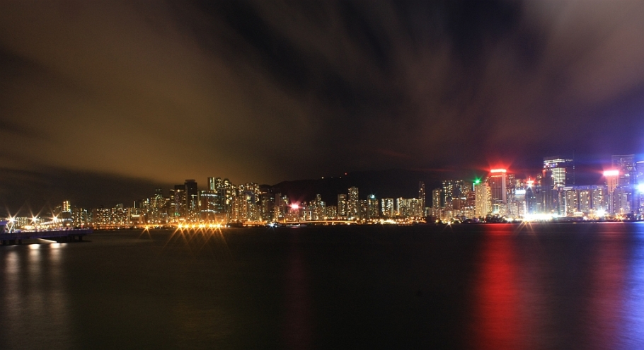 Nighttime view, North Point, Causeway Bay, Wan Chai, Hong Kong, skyline, Victoria Harbour, Kowloon