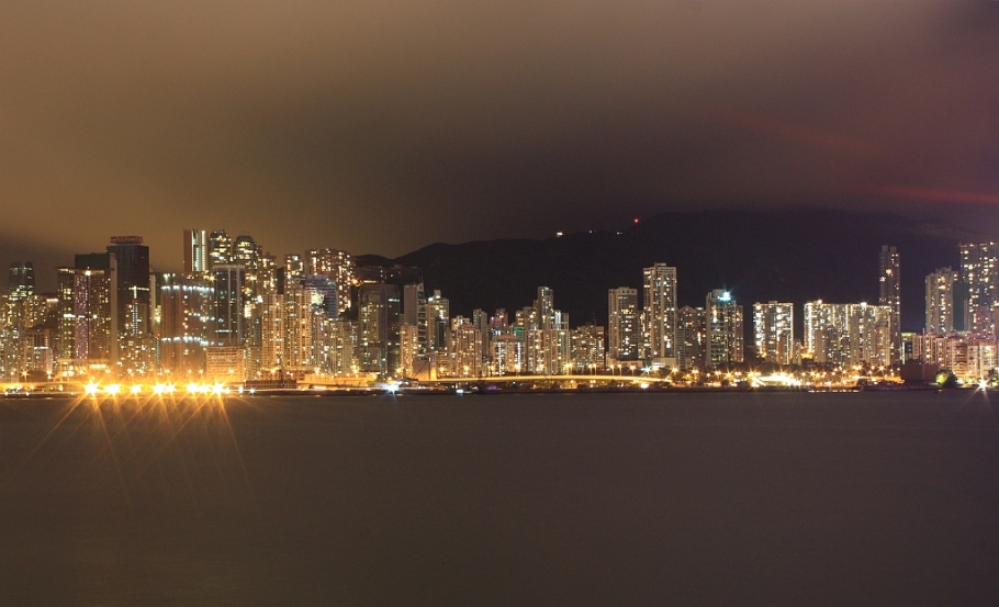 Nighttime view, North Point, Causeway Bay, Hong Kong, skyline, Mount Parker, Victoria Harbour, Kowloon