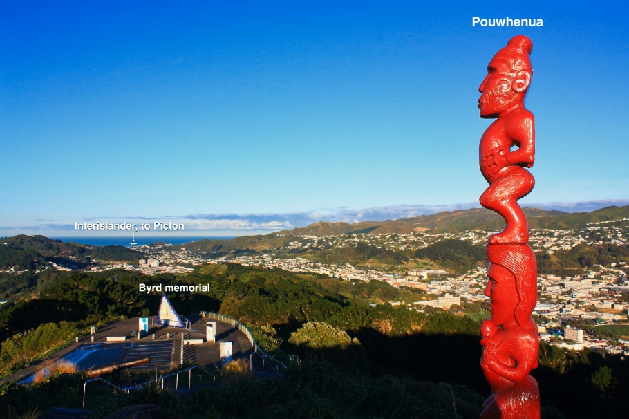Pouwhenua, Byrd Memorial, Mount Victoria, Matairangi, Tangi Te Keo, Wellington, New Zealand, fotoeins.com