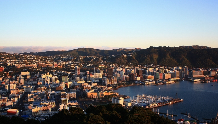 CBD at sunrise, Mount Victoria, Wellington, New Zealand - 12 July 2012