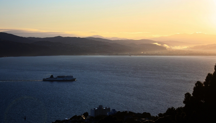 815am Interislander ferry to Picton, Mount Victoria, Wellington, New Zealand - 12 July 2012