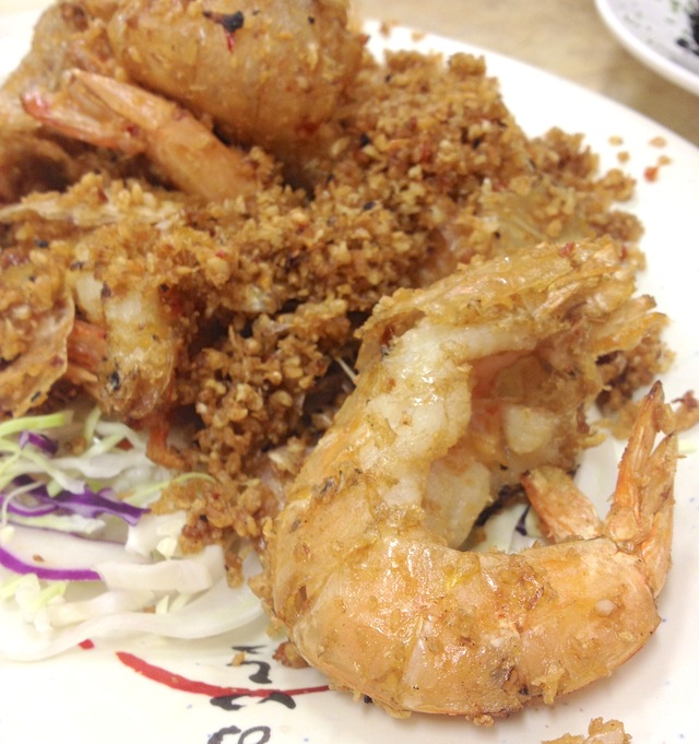 Deep-fried prawns with shredded garlic Tung Po, Java Road Cooked Food Centre, North Point, Hong Kong