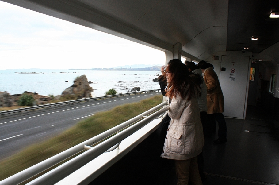 On KiwiRail Coastal Pacific train, Picton to Christchurch, South Island, New Zealand, fotoeins.com