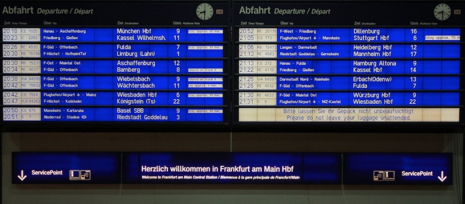 Abfahrtstafel (Departures board), Frankfurt am Main Hauptbahnhof, fotoeins.com