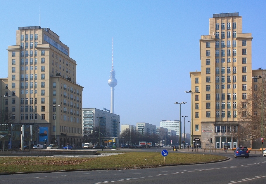 Two towers, Strausberger Platz, Karl-Marx-Allee, Friedrichshain, Fernsehturm, ThatTowerAgain, Berlin, Germany, fotoeins.com