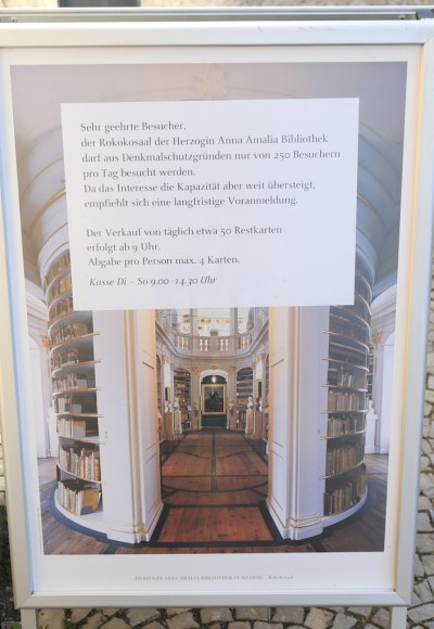 Restricted entry to the Anna Amalia library Herzogin Anna Amalia Bibliothek, Duchess Anna Amalia Library, Weimar, Germany, UNESCO World Heritage Site, Weltkulturerbe, fotoeins.com