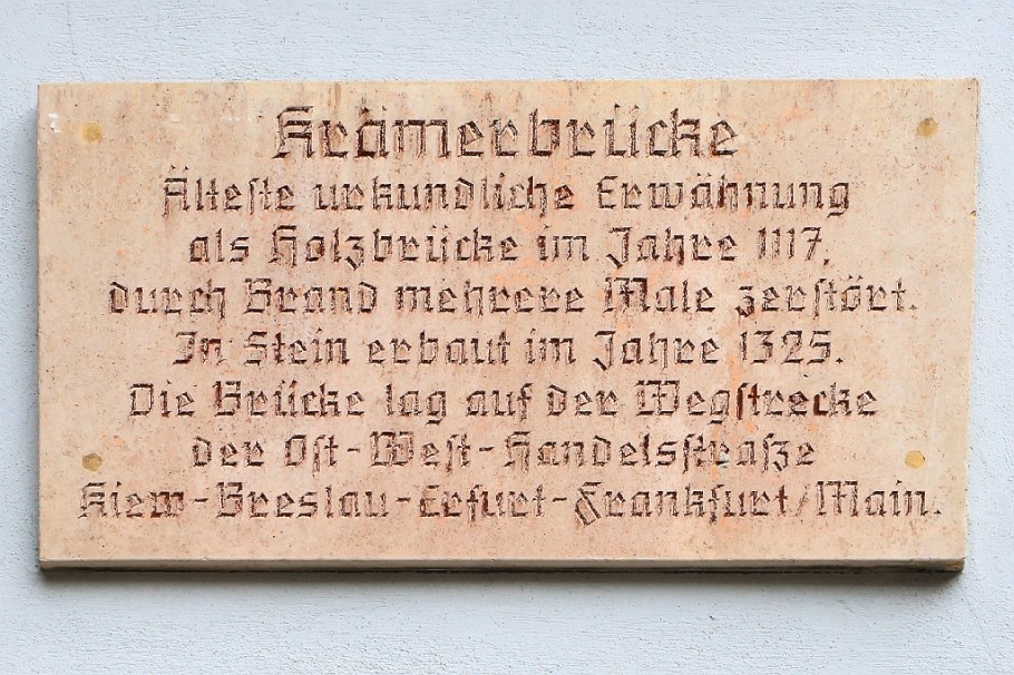 Krämerbrücke sign on Kreuzgasse, ehem. Unter den Juden, Erfurt, Thüringen, Thuringia, Germany, fotoeins.com