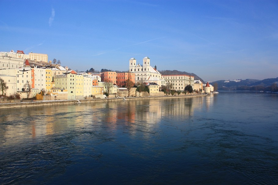 Altstadt, Inn river, Inn, Marienbrücke, Passau, Bayern, Bavaria, Germany, fotoeins.com