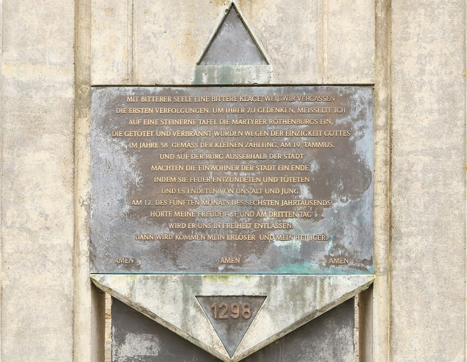 Pogrom-Gedenkstein, Burggarten, Altstadt, Rothenburg ob der Tauber, Germany, fotoeins.com