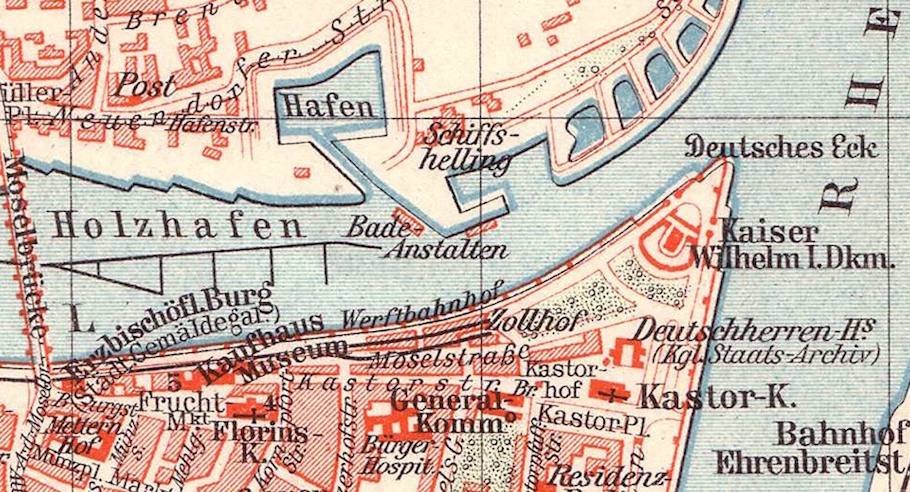 Stadtplan von Koblenz von 1905