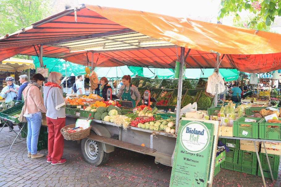 Wochenmarkt, Saturday farmers market, Neuenheimer Markt, Markplatz, Neuenheim, Heidelberg, Germany, fotoeins.com