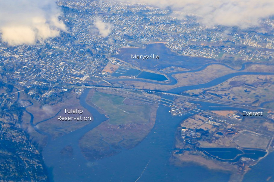 Snohomish river, Possession Sound, Puget Sound, Salish Sea, Tulalip, Tulalip Reservation, Marysville, Everett, Washington, USA, fotoeins.com