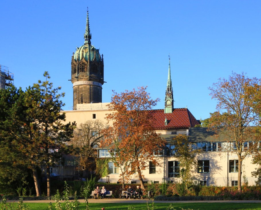 Schlosskirche, Luthergarten, Lutherstadt Wittenberg, Wittenberg, Saxony-Anhalt, Sachsen-Anhalt, Germany, fotoeins.com