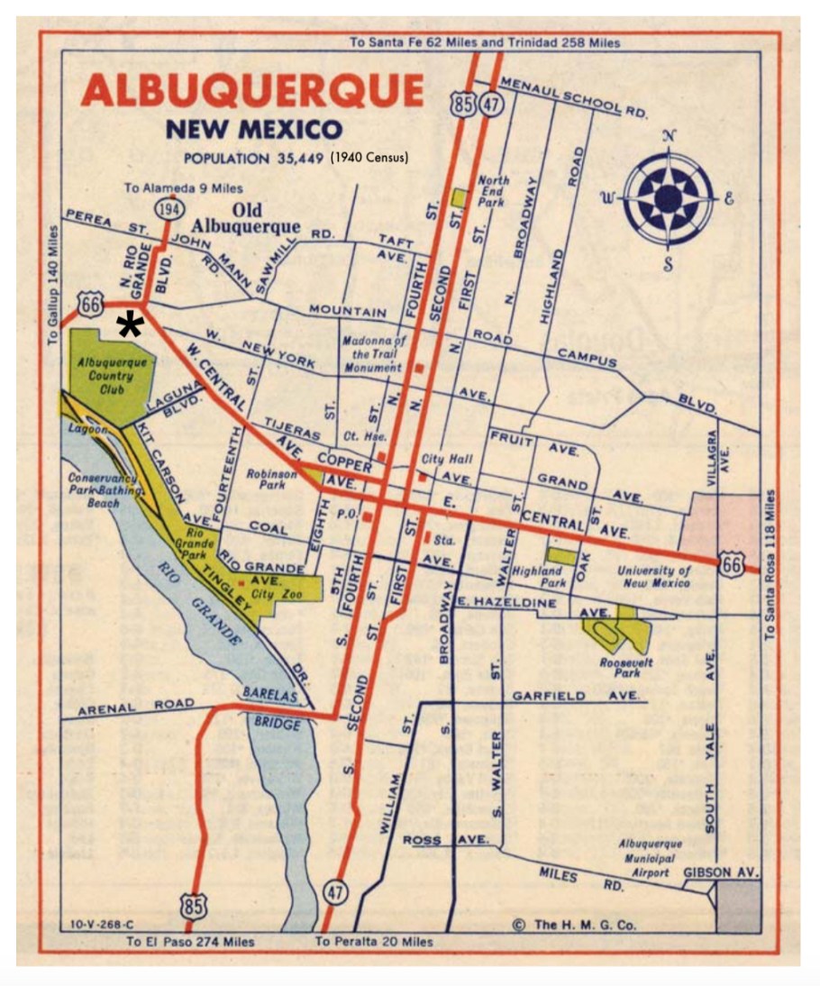 Albuquerque, 1940s driving map, US 66, US route 66, New Mexico, USA, fotoeins.com