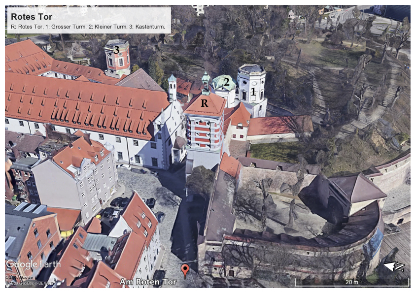 Rotes Tor, Augsburg, Germany, Google Earth