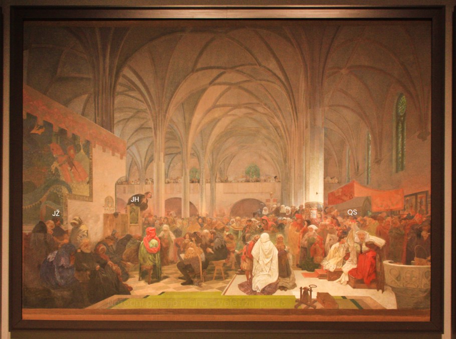 Alfons Mucha, The Slav Epic, Master Jan Hus Preaching at the Bethlehem Chapel: Truth Prevails, Národní galerie Praha, Veletržní palác, Praha, Prague, Czech Republic, fotoeins.com