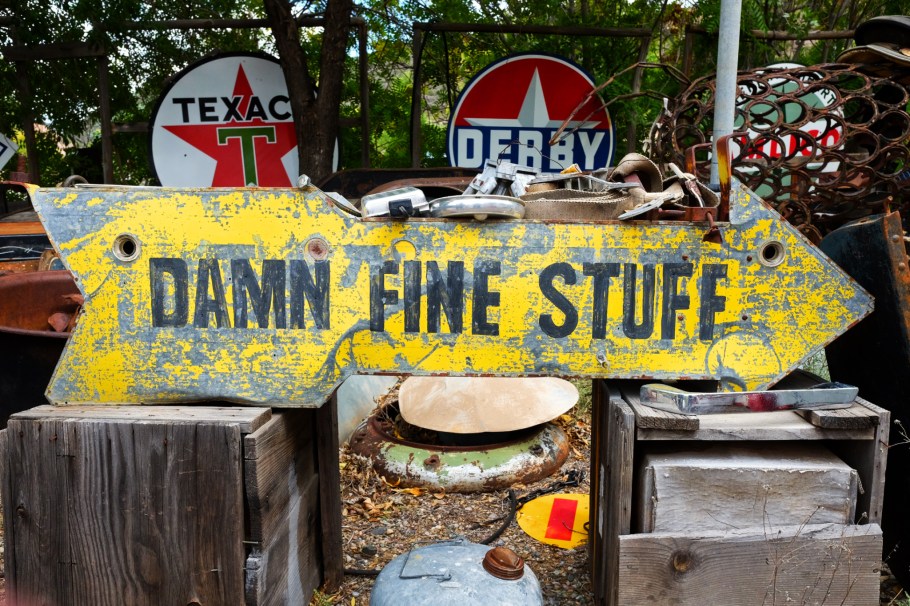 Classical Gas Museum, signage, gas station, Embudo, NM, Low Road to Taos, River Road to Taos, NM-68, USA, fotoeins.com