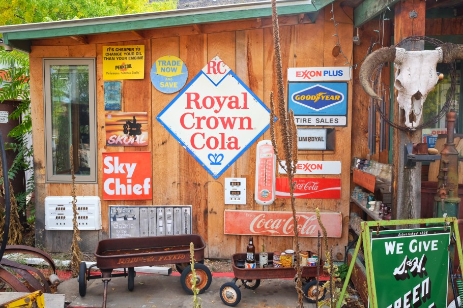 Classical Gas Museum, signage, gas station, Embudo, NM, Low Road to Taos, River Road to Taos, NM-68, USA, fotoeins.com