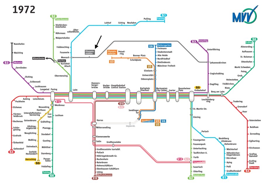 MVV 1972 Schnellbahnnetz
