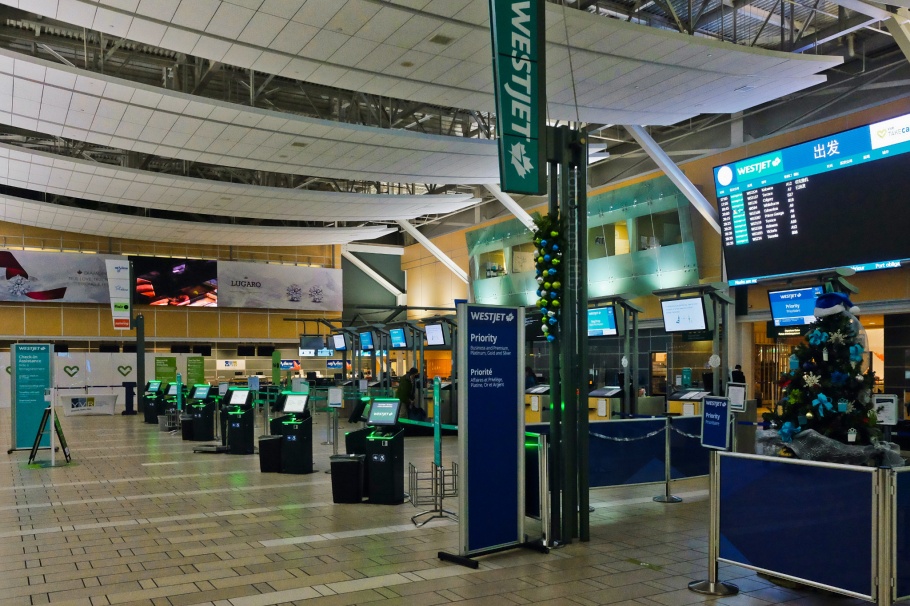 WestJet, Domestic Terminal, Vancouver International Airport, YVR airport, YVR, Vancouver, BC, Canada, fotoeins.com