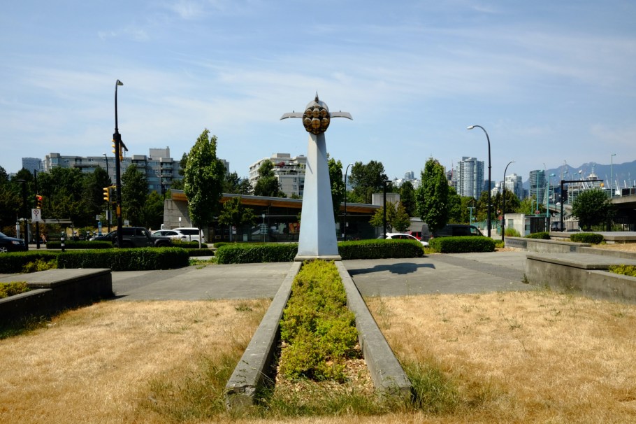 Barbara Howard Plaza, Centennial Rocket, Olympic Village Station, Fairview, Vancouver, BC, Canada, fotoeins.com, Ektachrome 100SW