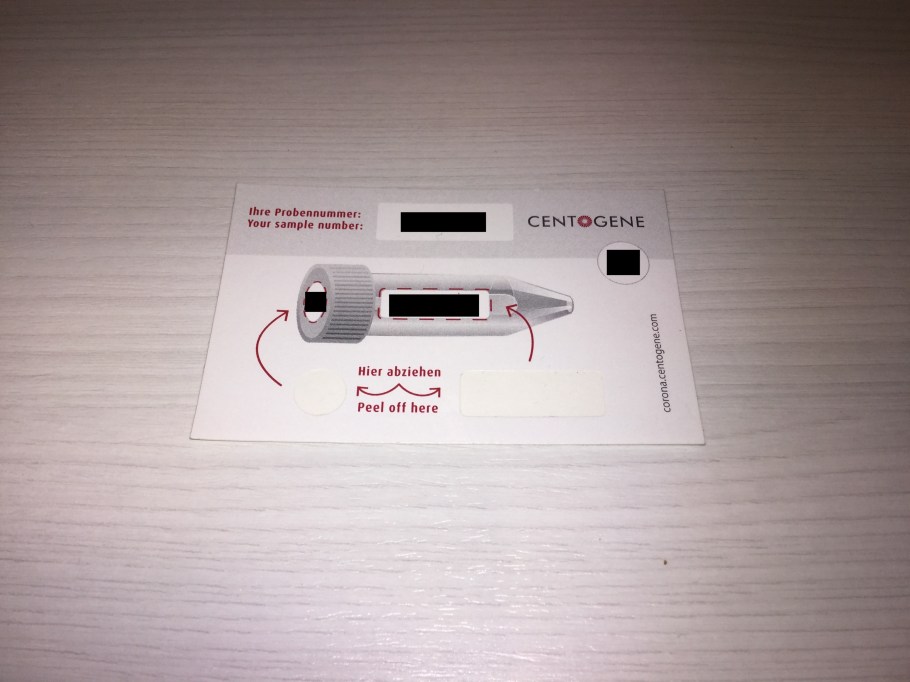 PCR test, sample number, Centogene, Flughafen BER, BER Airport, Berlin Brandenburg Airport Willy Brandt, Berlin, Germany, Deutschland, fotoeins.com, iPT6