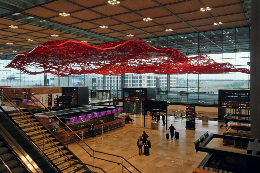 Flughafen BER, BER Airport Terminal 1, The Magic Carpet, Pae White, Berlin Brandenburg Airport Willy Brandt, Berlin, Germany, Deutschland, fotoeins.com