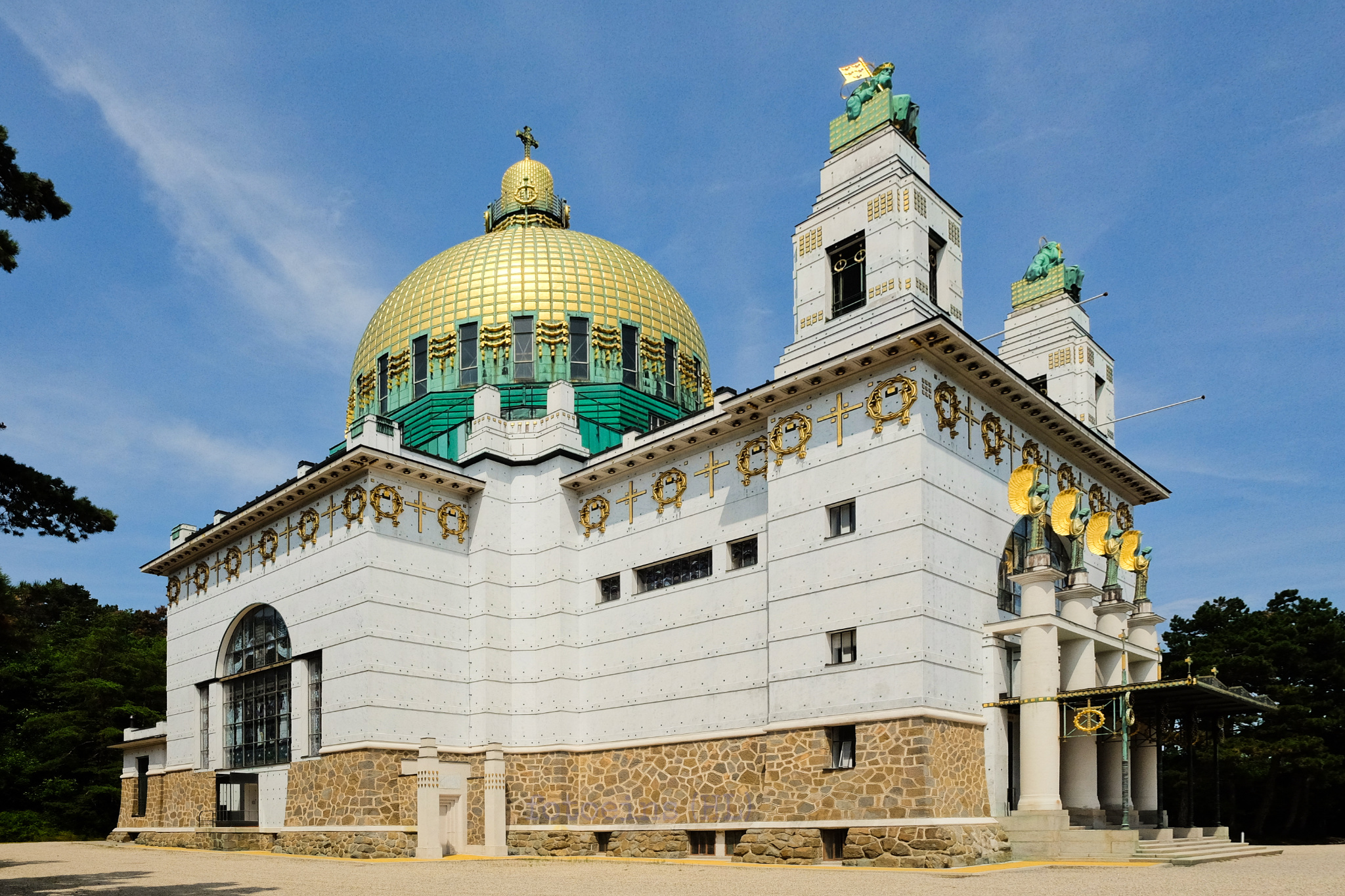 14. Bezirk, Penzing, Kirche am Steinhof, Steinhof Church, Church of St. Leopold, Otto Wagner Spital, Baumgartner Hoehe, Otto Wagner, Vienna Modernism, Wiener Moderne, Wien, Vienna, Oesterrich, Austria, fotoeins.com